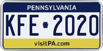 PA license plate KFE2020