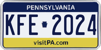 PA license plate KFE2024