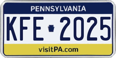 PA license plate KFE2025