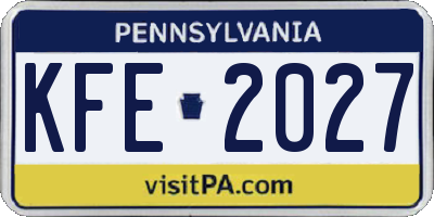 PA license plate KFE2027