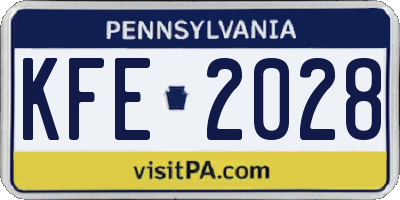PA license plate KFE2028