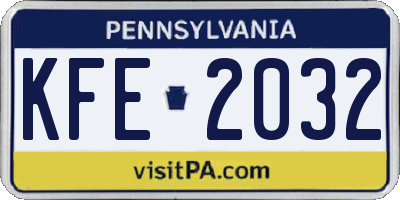 PA license plate KFE2032