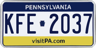 PA license plate KFE2037
