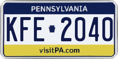 PA license plate KFE2040