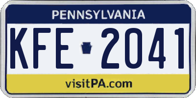 PA license plate KFE2041