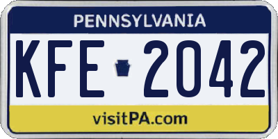 PA license plate KFE2042