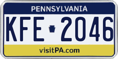 PA license plate KFE2046