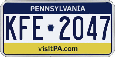 PA license plate KFE2047