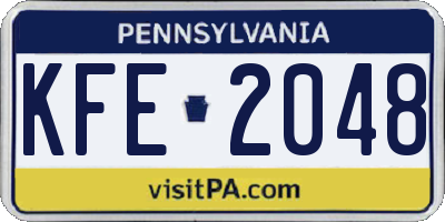 PA license plate KFE2048