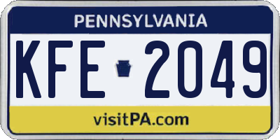 PA license plate KFE2049