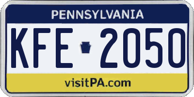 PA license plate KFE2050