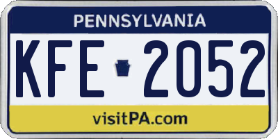 PA license plate KFE2052