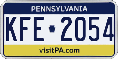 PA license plate KFE2054