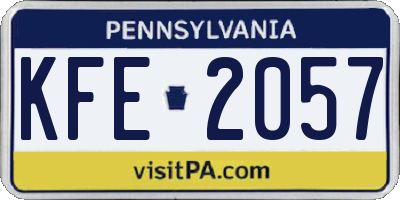 PA license plate KFE2057