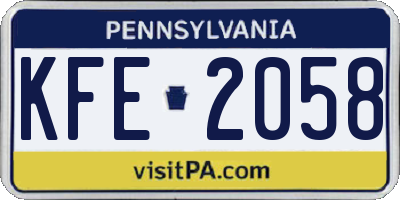 PA license plate KFE2058