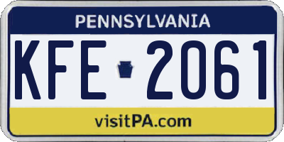 PA license plate KFE2061