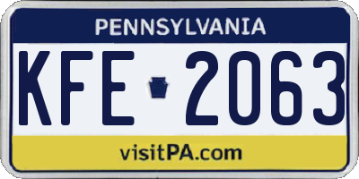 PA license plate KFE2063