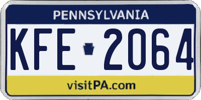 PA license plate KFE2064