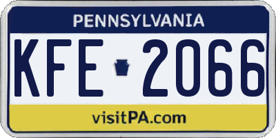PA license plate KFE2066