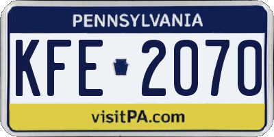 PA license plate KFE2070