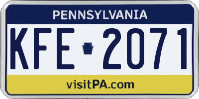 PA license plate KFE2071