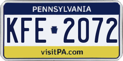 PA license plate KFE2072