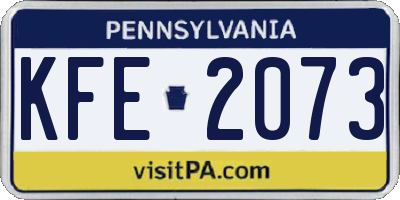 PA license plate KFE2073