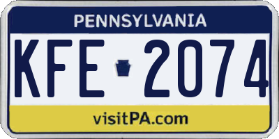 PA license plate KFE2074