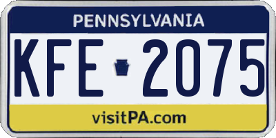 PA license plate KFE2075