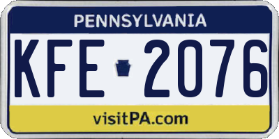 PA license plate KFE2076