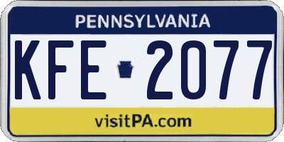 PA license plate KFE2077