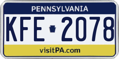 PA license plate KFE2078