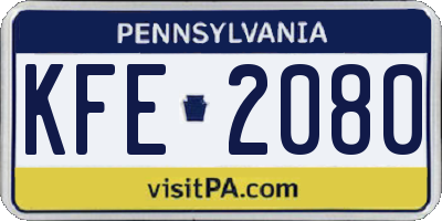 PA license plate KFE2080