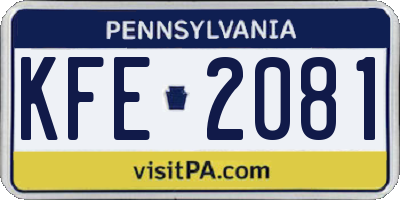 PA license plate KFE2081