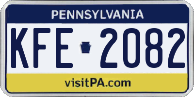 PA license plate KFE2082