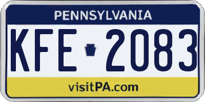 PA license plate KFE2083
