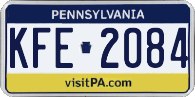 PA license plate KFE2084