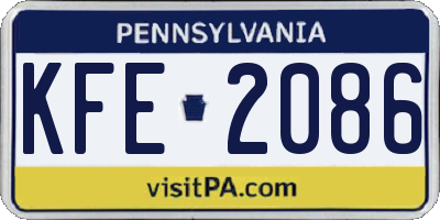 PA license plate KFE2086
