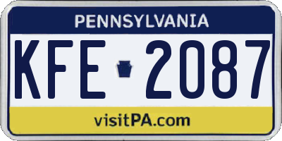 PA license plate KFE2087
