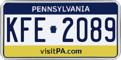 PA license plate KFE2089