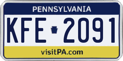 PA license plate KFE2091