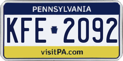 PA license plate KFE2092