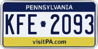 PA license plate KFE2093
