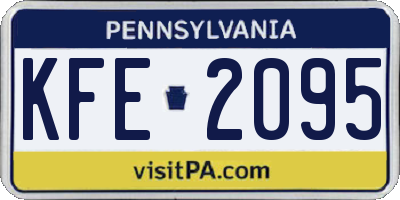 PA license plate KFE2095