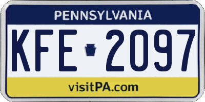 PA license plate KFE2097