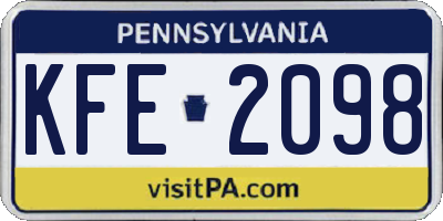 PA license plate KFE2098