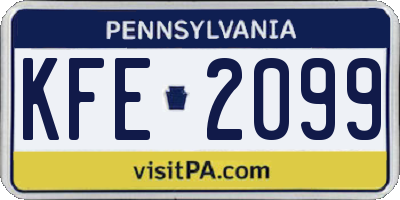 PA license plate KFE2099