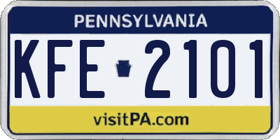PA license plate KFE2101