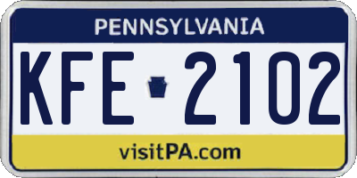 PA license plate KFE2102