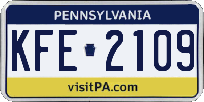 PA license plate KFE2109